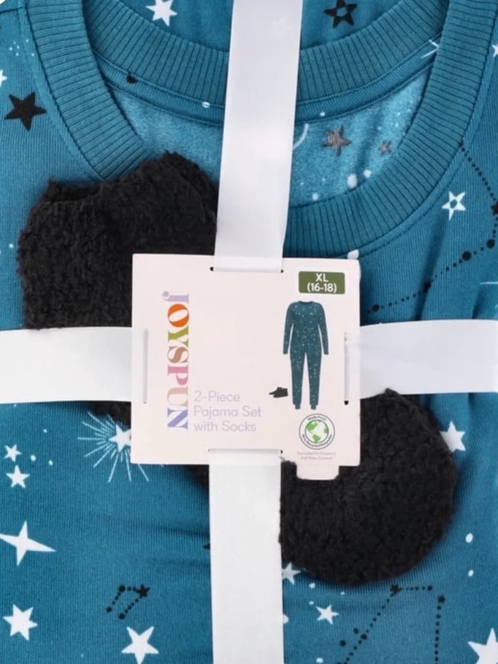 Women’s Teal Star Constellation Pajama Set with Socks